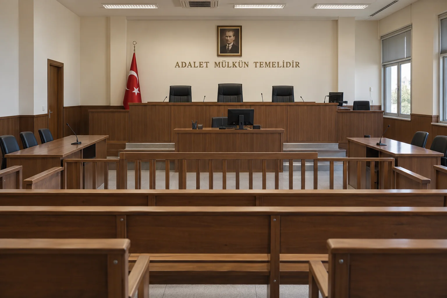 Türkiye’deki duruşma salonu düzenini gösteren temsili görsel